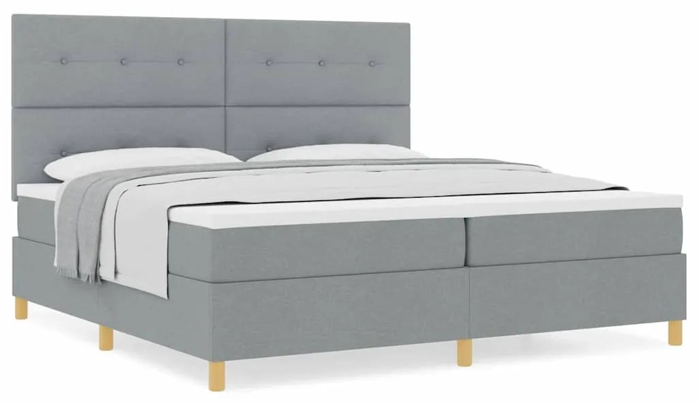 vidaXL Κρεβάτι με ελατήρια Ανοιχτό γκρι 200 x 200 cm ύφασμα