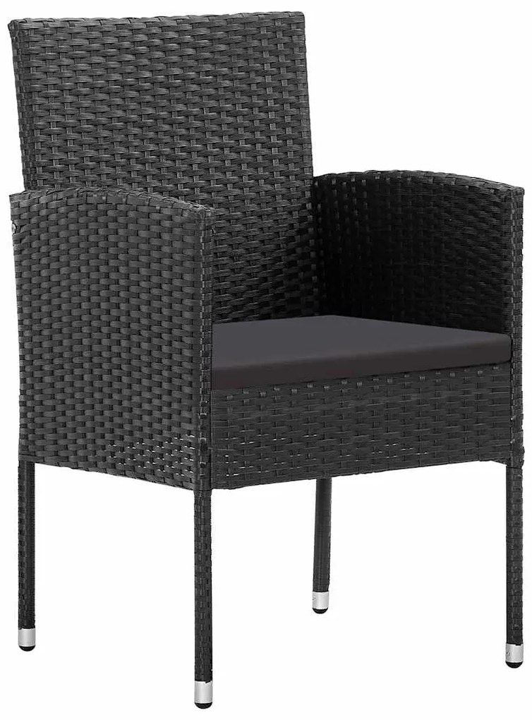 vidaXL Σέτ φαγητού για κήπο με μαξιλάρι 5 pcs Μαύρο Πολυ ράταν