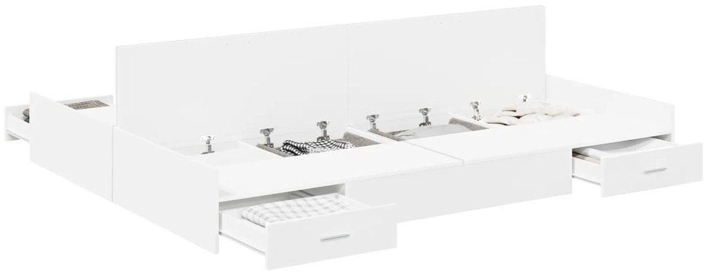 vidaXL Κρεβάτι με αποθηκευτικό χώρο Λευκό 140 x 190 cm Ματ ιμάντας