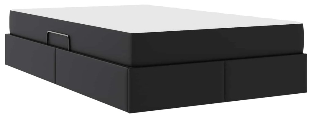 vidaXL Κρεβάτι με αποθηκευτικό χώρο και στρώμα 2 pcs Μαύρο Δέρμα