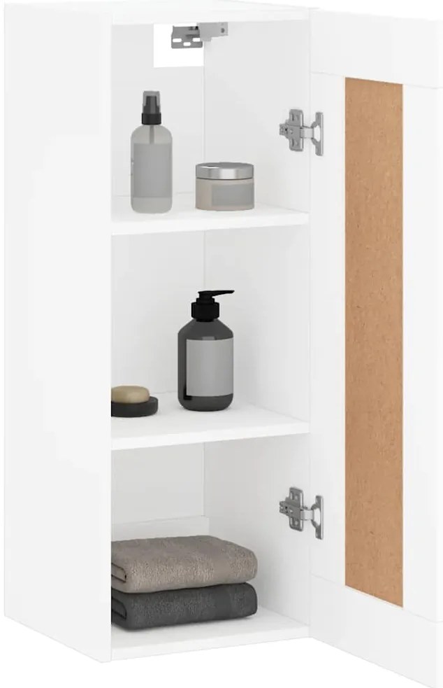 vidaXL Ντουλάπι Τοίχου Λευκό 34,5 x 34 x 90 εκ. από Επεξεργασμένο Ξύλο