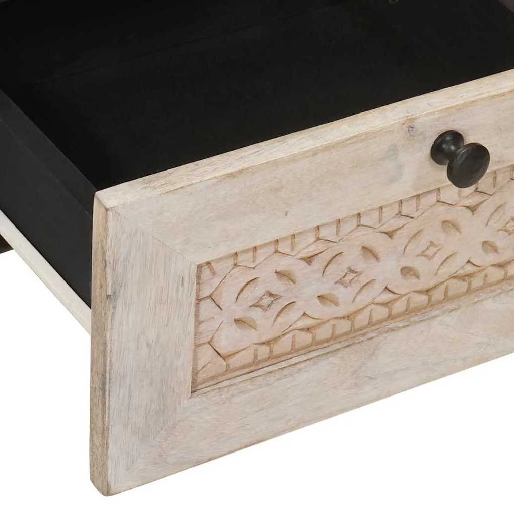 vidaXL Κομοδίνο με συρτάρι Μπεζ 40 x 33 x 46 εκ. Μασίφ ξύλο ακακίας