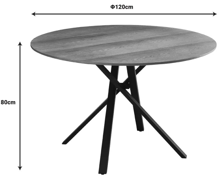 Tραπέζι Cerco pakoworld sonoma mdf και μαύρο μεταλλικό πόδι Φ120x75εκ