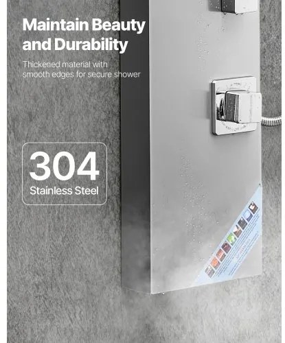 VEVOR Shower Panel Tower System Stainless Steel Column Rainfall Head Massage Jet