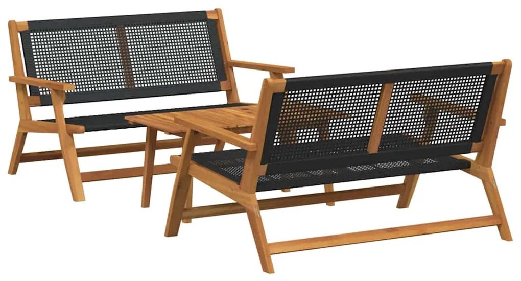 vidaXL Κήπου Καρέκλες με Τραπέζι 3 pcs Μαύρο 90 x 45 x 40 cm