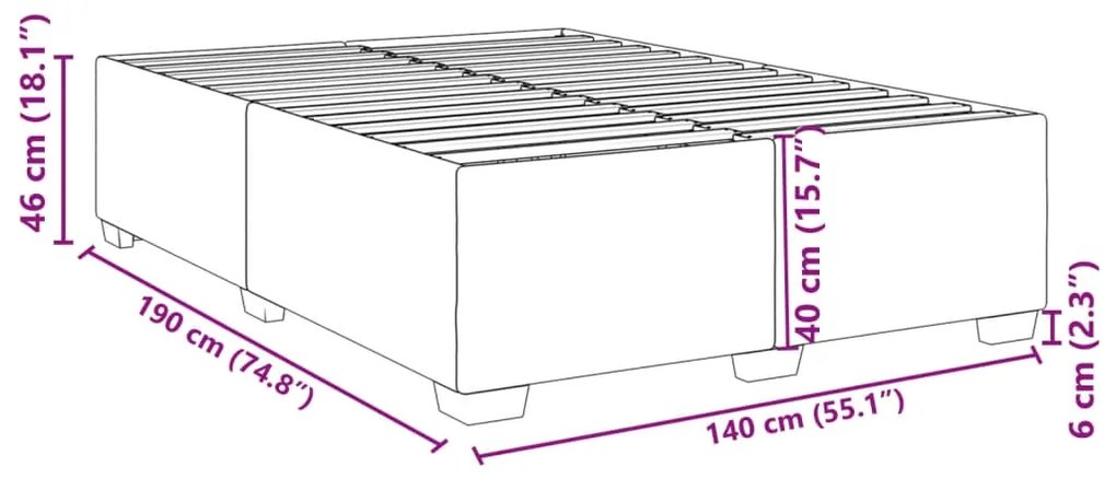 ΠΛΑΙΣΙΟ ΚΡΕΒΑΤΙΟΥ ΣΚΟΥΡΟ ΓΚΡΙ 140 X 190 ΕΚ. ΒΕΛΟΥΔΙΝΟ 3284632