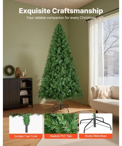 VEVOR Christmas Tree, 2.2m Artificial Xmas Tree, Full Holiday Decor Trees with 1346 Branch Tips &amp; Sturdy Metal Base for Home Party Office Decoration