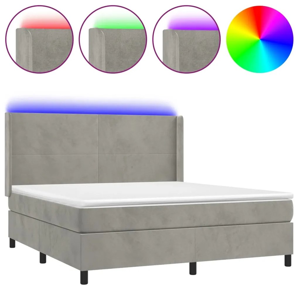 ΚΡΕΒΑΤΙ BOXSPRING ΜΕ ΣΤΡΩΜΑ &amp; LED ΑΝ.ΓΚΡΙ 160X200 ΕΚ. ΒΕΛΟΥΔΙΝΟ 3139451