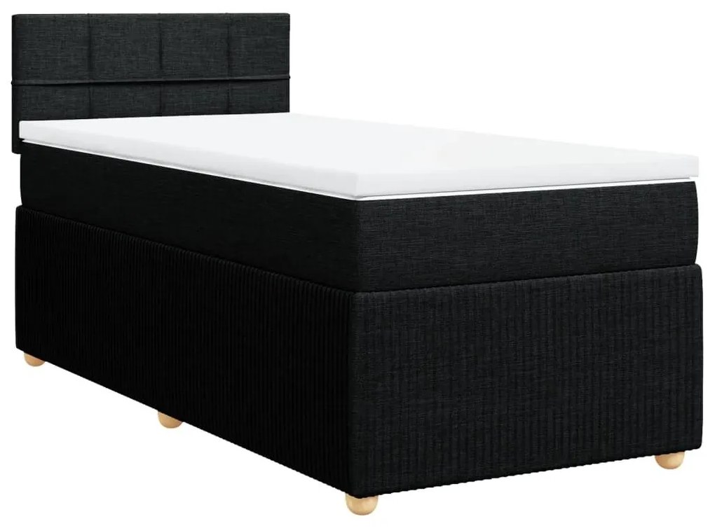 Κρεβάτι Boxspring με Στρώμα Μαύρο 80 x 200 εκ. Υφασμάτινο - Μαύρο