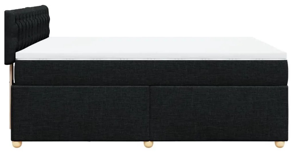 Κρεβάτι Boxspring με Στρώμα Μαύρο 160x200 εκ. Υφασμάτινο - Μαύρο