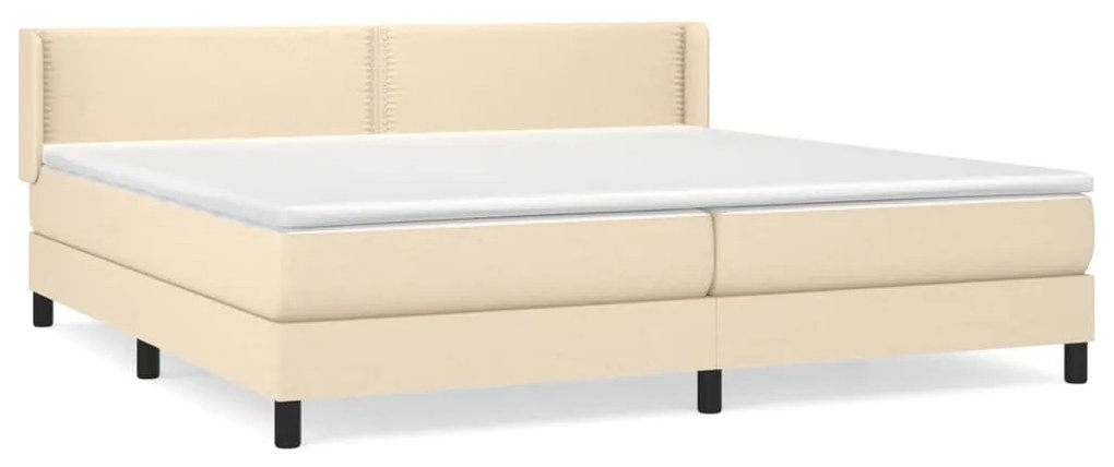 vidaXL Κρεβάτι Boxspring με Στρώμα Κρεμ 200x200 εκ. Υφασμάτινο