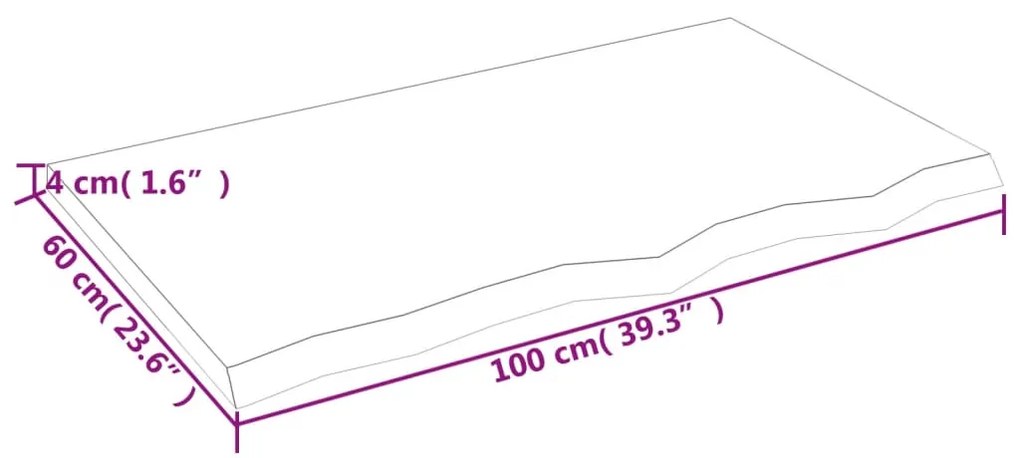 Ράφι Τοίχου Σκούρο Καφέ 100x60x(2-4) εκ. Επεξ. Μασίφ Ξύλο Δρυός - Καφέ