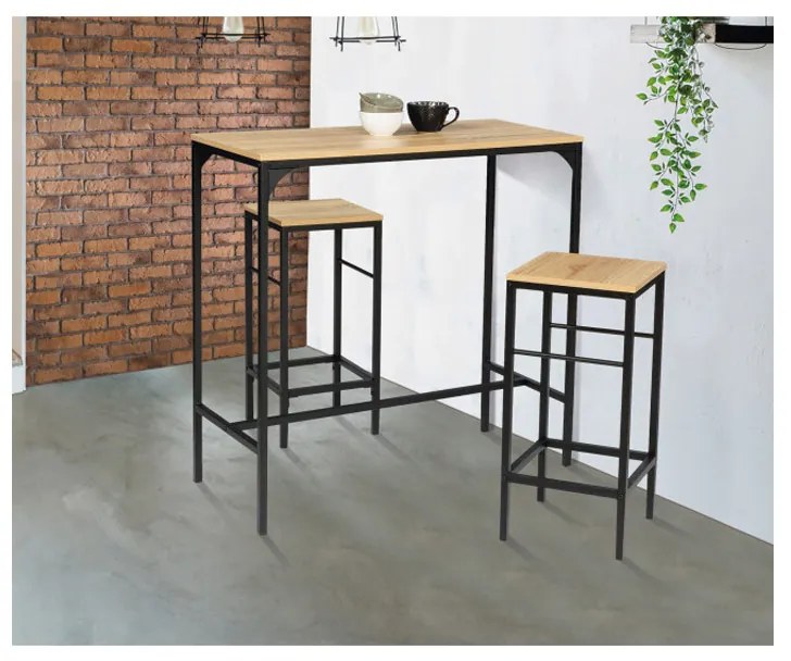 Σετ Μεταλλικό Ορθογώνιο Τραπέζι - Bar 100 x 60 x 95 cm με 2 Σκαμπό Idomya 30080252  30080252
