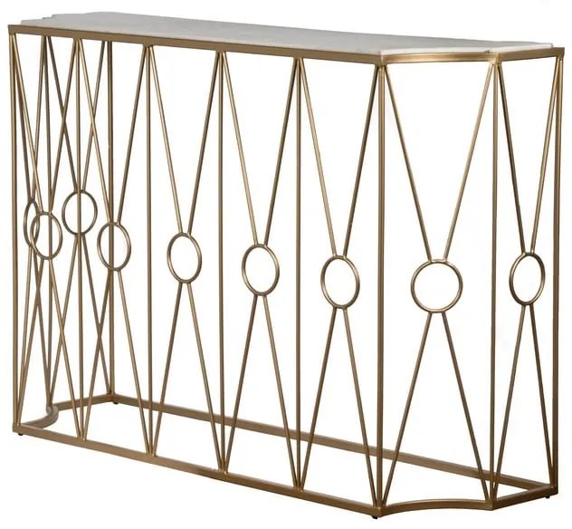 Artekko Dynamic Χρυσή Μεταλλική Κονσόλα με Λευκή Μαρμάρινη Επιφάνεια (120x35x81)cm Artekko AV44587