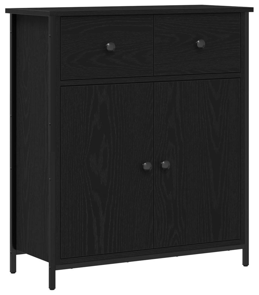 vidaXL Μπουφές Μαύρο Δρυς 70x30x80 εκ. Κατασκευασμένο από Τεχνητό Ξύλο και Ατσάλι