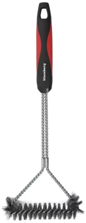 Βούρτσα καθαρισμού μπάρμπεκιου Klausberg KB 7898, 41,5 cm, τρύπα για κρέμασμα, Ανοξείδωτο, Μαύρο/κόκκινο