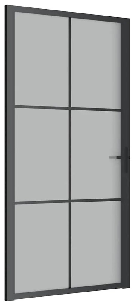 vidaXL Εσωτερική Πόρτα 102,5x201,5 εκ. Μαύρο Ματ Γυαλί και Αλουμίνιο
