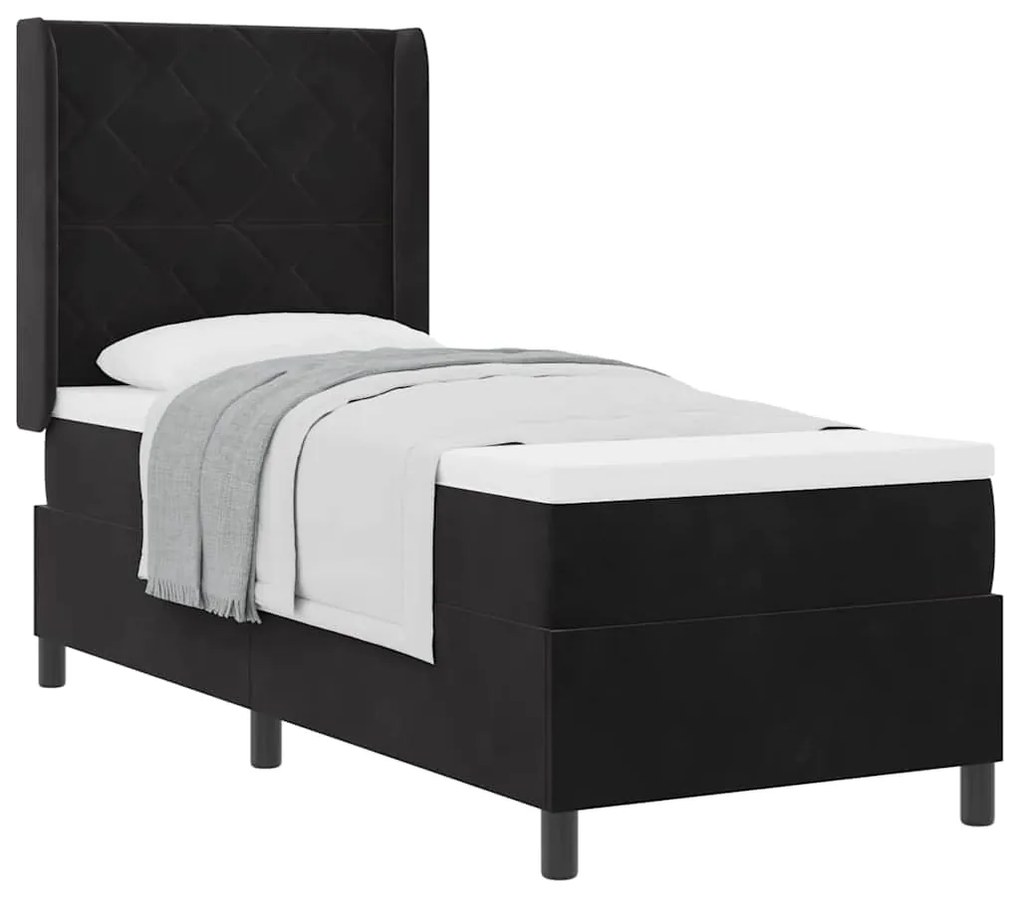 vidaXL Κρεβάτι με ελατήρια με κεφαλάρι Μαύρο 80 x 200 cm Βελούδο