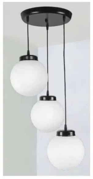 Κρεμαστό Φωτιστικό Οροφής GL-600/15 3L PENDEL BL-WH 02-0318 Heronia-02-0318-Μαύρο-Λευκό 02-0318