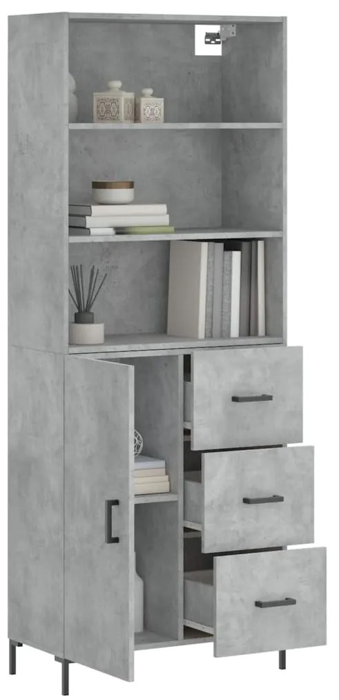 vidaXL Ντουλάπι Γκρι Σκυροδέματος 69,5x34x180 εκ. Επεξεργασμένο Ξύλο