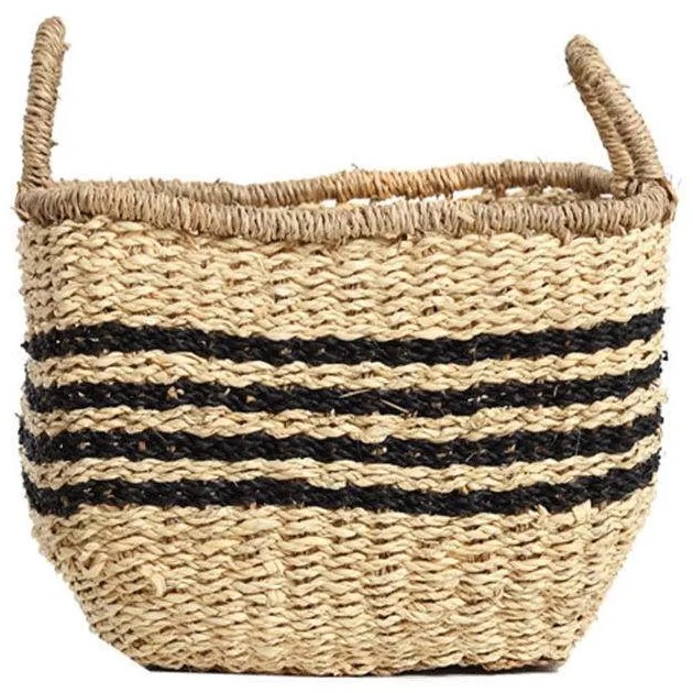 Καλάθι Διακοσμητικό Hollie S 0550049 32x25x31cm Black-Natural Soulworks Seagrass