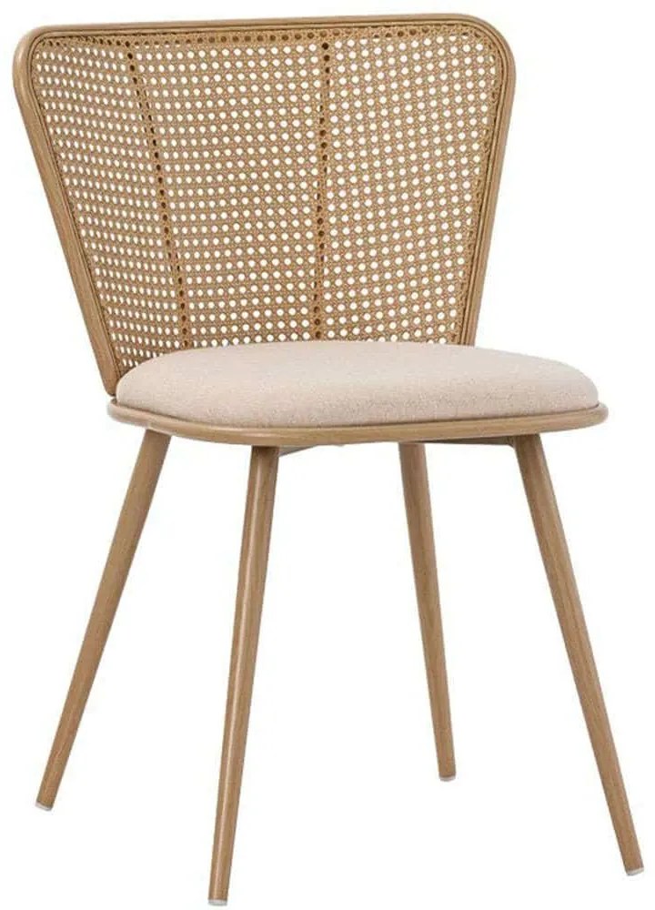 Καρέκλα Daniele 058-000067 46,5x57,5x77,5cm Natural Μέταλ,Ύφασμ,Rattan