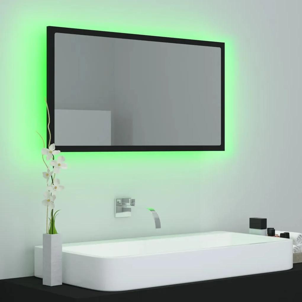 vidaXL Καθρέφτης Μπάνιου με LED Μαύρος 80x8,5x37 εκ. Ακρυλικός