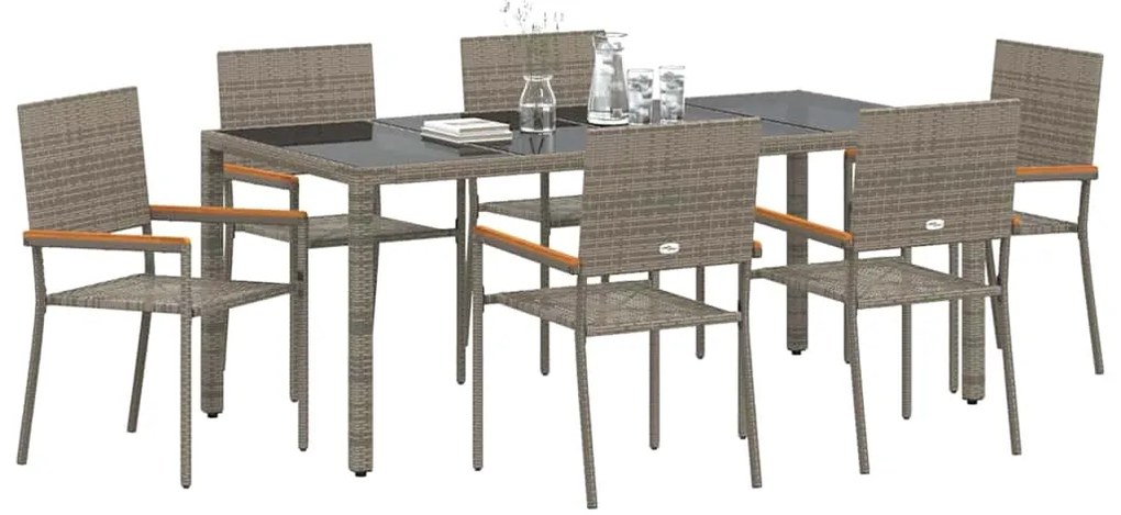 vidaXL Σέτ φαγητού για κήπο 7 pcs Γκρι 190 x 90 x 75 cm