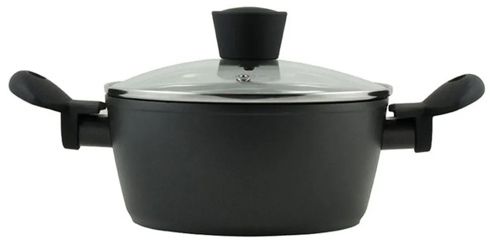 Κατσαρόλα Με Γυάλινο Καπάκι Magma Φ20cm 01-6129 Black Estia 20cm Aluminium