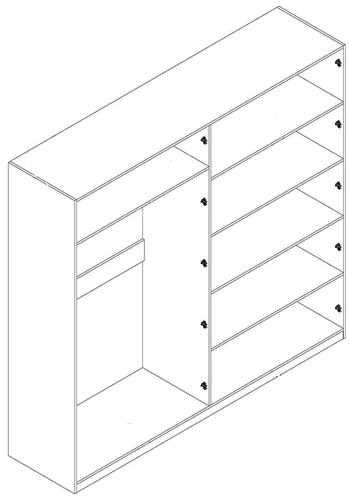 Τετράφυλλη Ντουλάπα Ρούχων BERINDA Light Artwood/Anthracite με Καθρέπτη 228x58x214