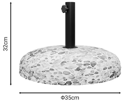 Βάση ομπρέλας Nimbus τσιμέντο ψηφιδωτή 15kg Φ35εκ 35x35x32 εκ.