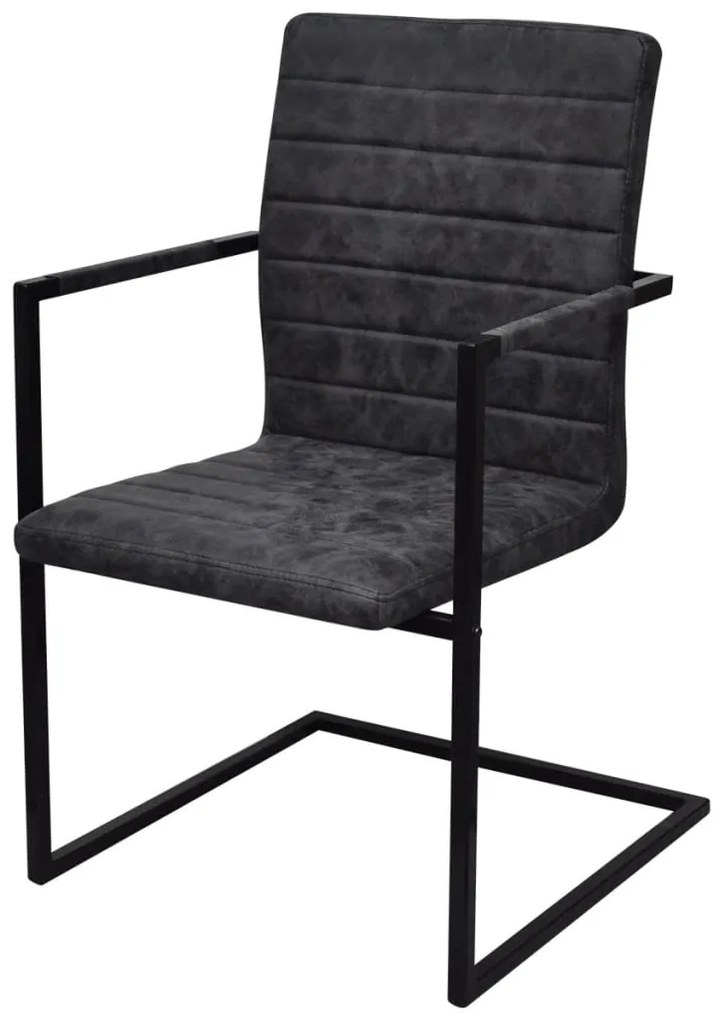 vidaXL Καρέκλες Τραπεζαρίας «Πρόβολος» 6 τεμ. Μαύρες Συνθετικό Δέρμα