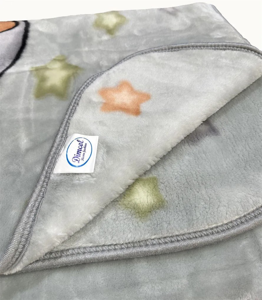 ΚΟΥΒΕΡΤΑ ΒΕΛΟΥΤΕ ΠΟΛΥΤΕΛΕΙΑΣ bebe Studying Bear 38 110X140 Light Grey 100% Polyester - DIMcol