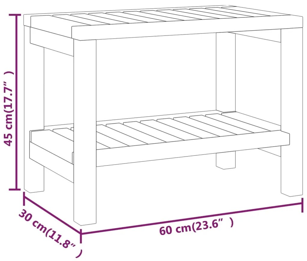 vidaXL Σκαμπό Ντουζιέρας 60 x 30 x 45 εκ. από Μασίφ Ξύλο Teak