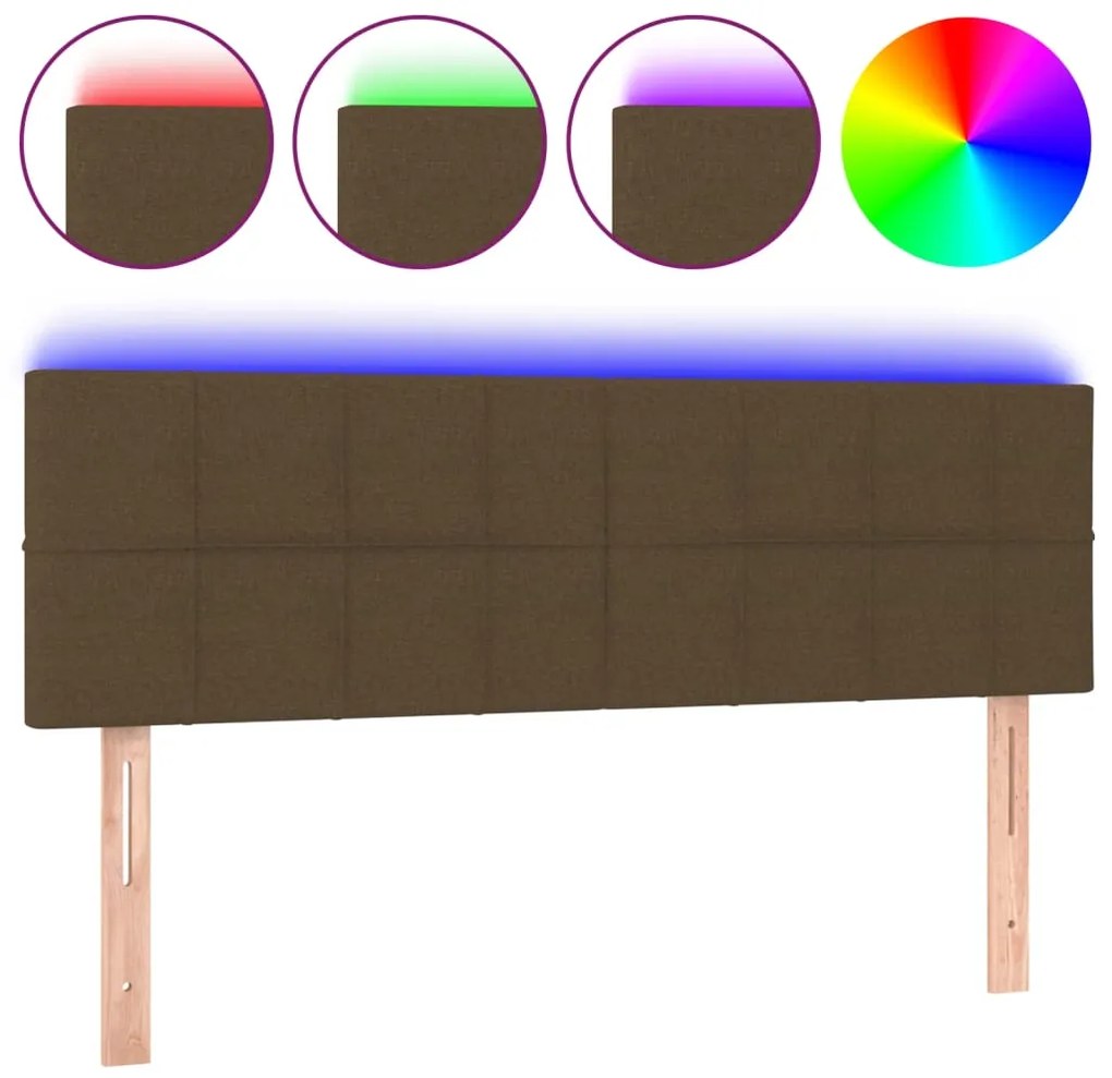 vidaXL Κεφαλάρι Κρεβατιού LED Σκούρο Καφέ 144x5x78/88 εκ. Υφασμάτινο
