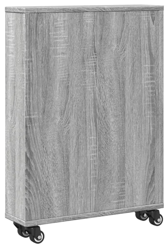 vidaXL Τρόλεϊ Αποθήκευσης Στενό Γκρι Sonoma 48x13x68 εκ. Επεξ. Ξύλο