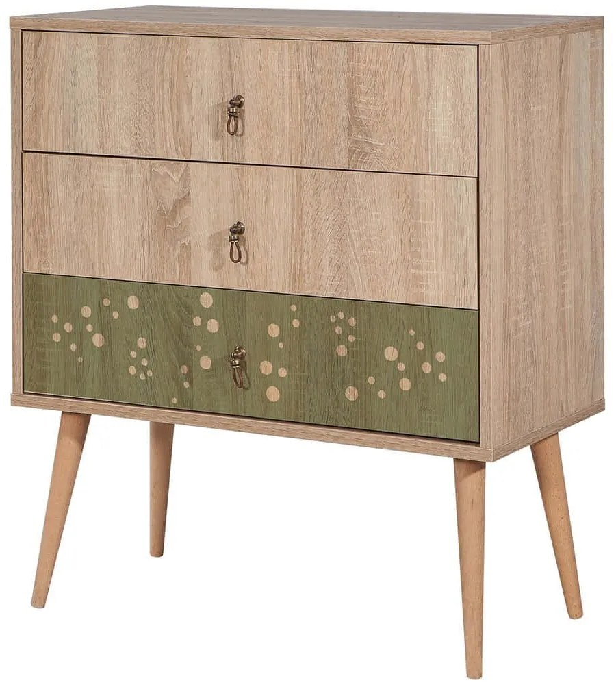 Συρταριέρα City Trio Dino 869VEL3471 80x40x89cm Oak-Green