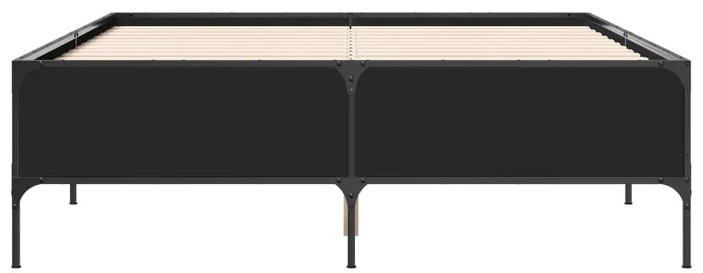 vidaXL Πλαίσιο Κρεβατιού Μαύρο 160 x 200 εκ. Επεξ. Ξύλο &amp; Μέταλλο