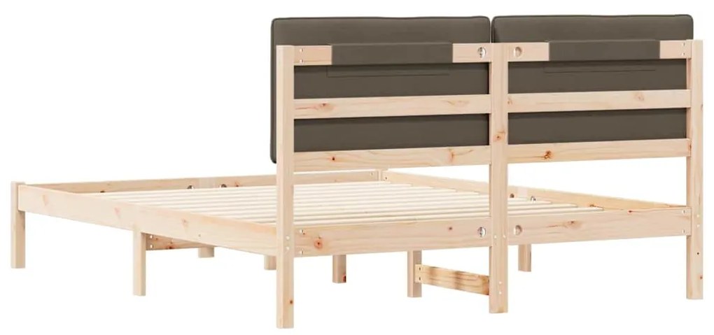 vidaXL Σκελετός Κρεβατιού με Επενδεδυμένο Κεφαλάρι Taupe 150 x 200 cm