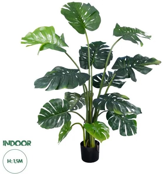 Artificial Garden MONSTERA 20003 Τεχνητό Διακοσμητικό Φυτό Μονστέρα Υ150cm  Globostar-20003-Πράσινο 20003