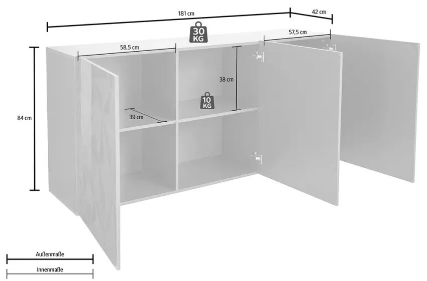 Μπουφές Ανθρακί Λάκα 181x84x42