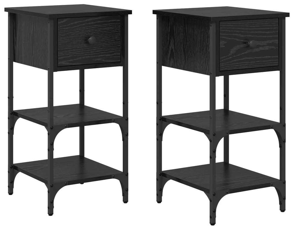 vidaXL Κομοδίνα 2 τεμαχίων Μαύρο Δρυός 34x36x70 cm Επεξεργασμένο ξύλο