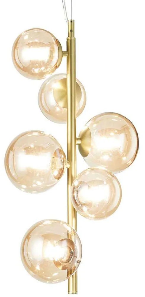 Φωτιστικό Οροφής Perlage 317793 26x252cm 6xG9 15W Brass-Amber Ideal Lux