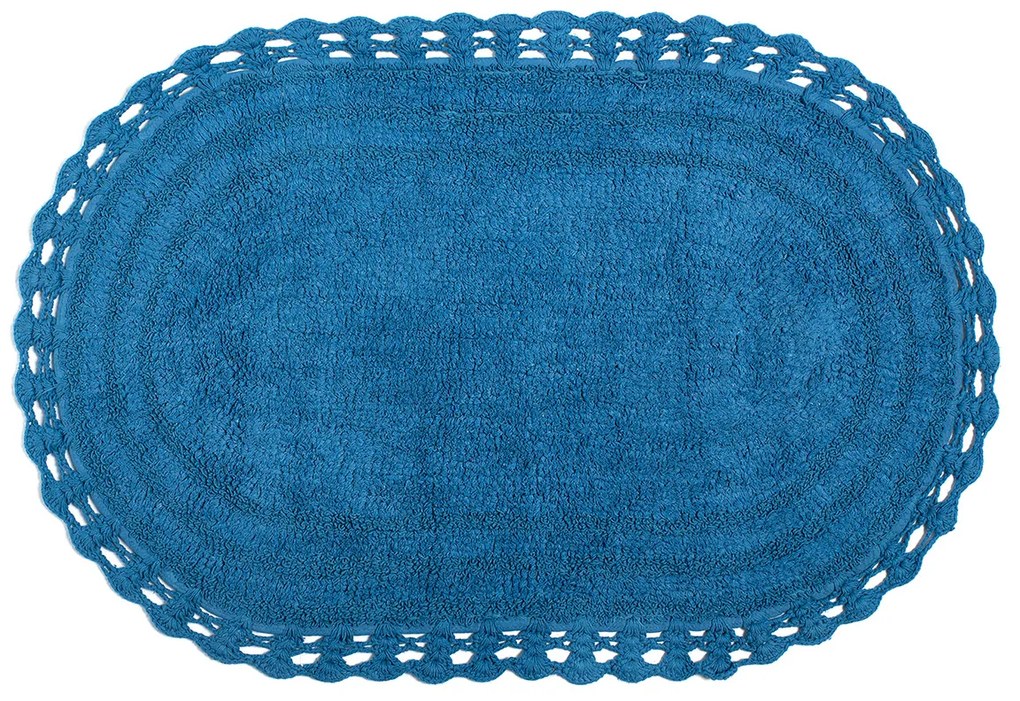 Πατάκι Μπάνιου (60x100) Silk Fashion Οβάλ Royal Blue