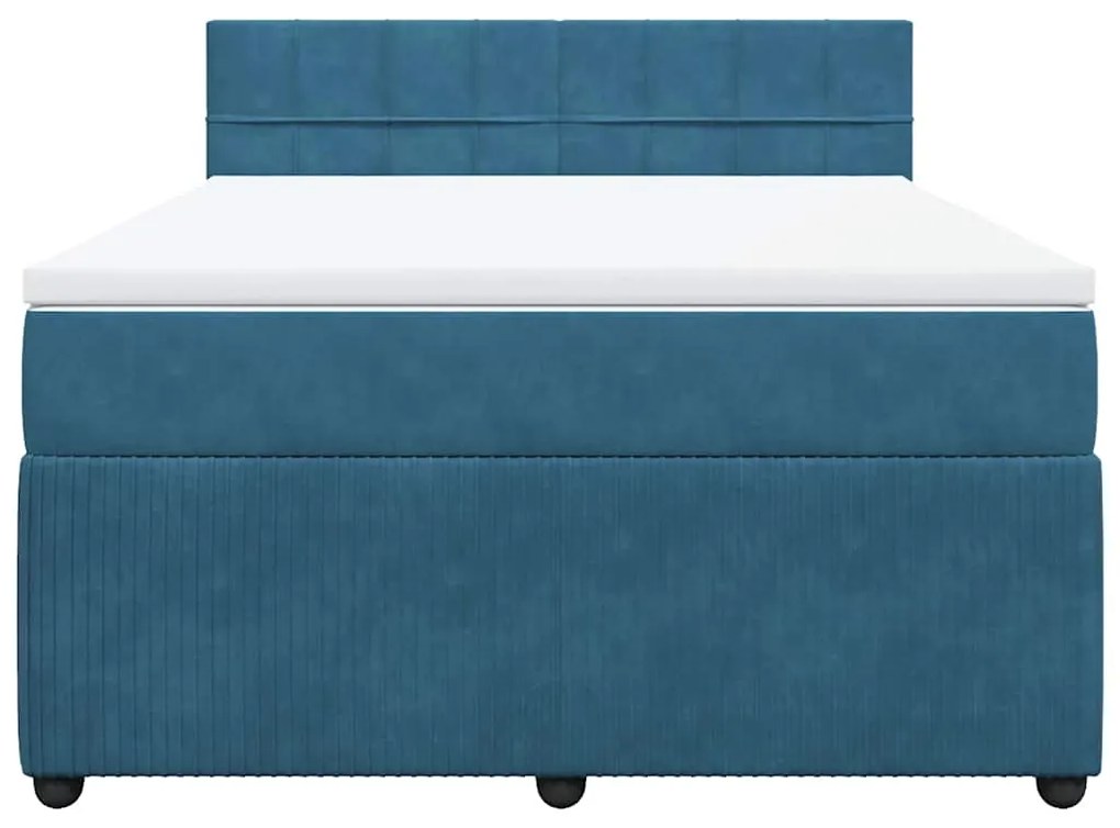 vidaXL Κρεβάτι Boxspring με Στρώμα Μπλε 140x200 εκ. Βελούδινο