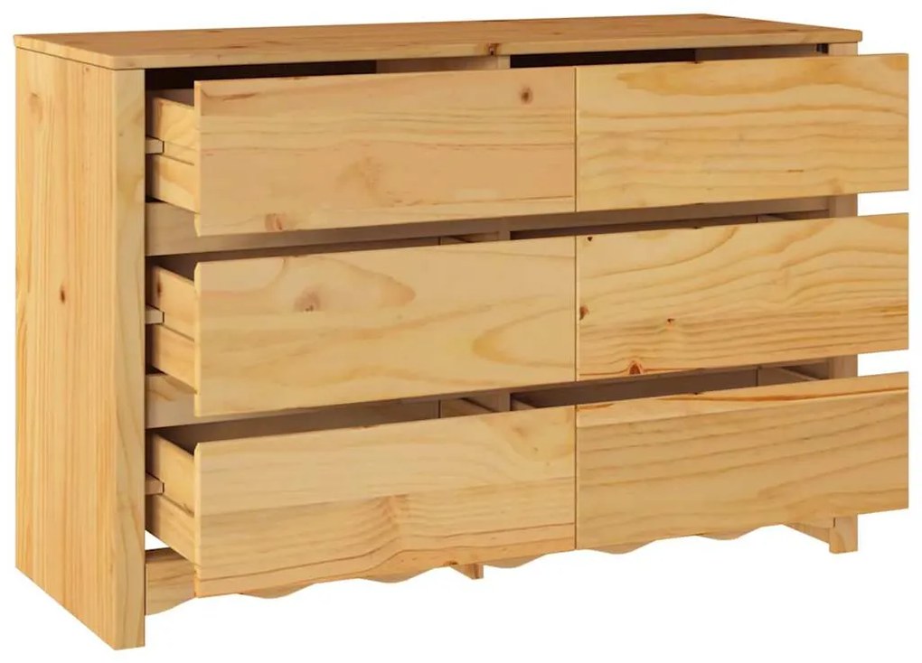 vidaXL Συρταριοθήκη με ράφι Καφέ 111 x 43 x 73.5 εκ. Μασίφ ξύλο πεύκου