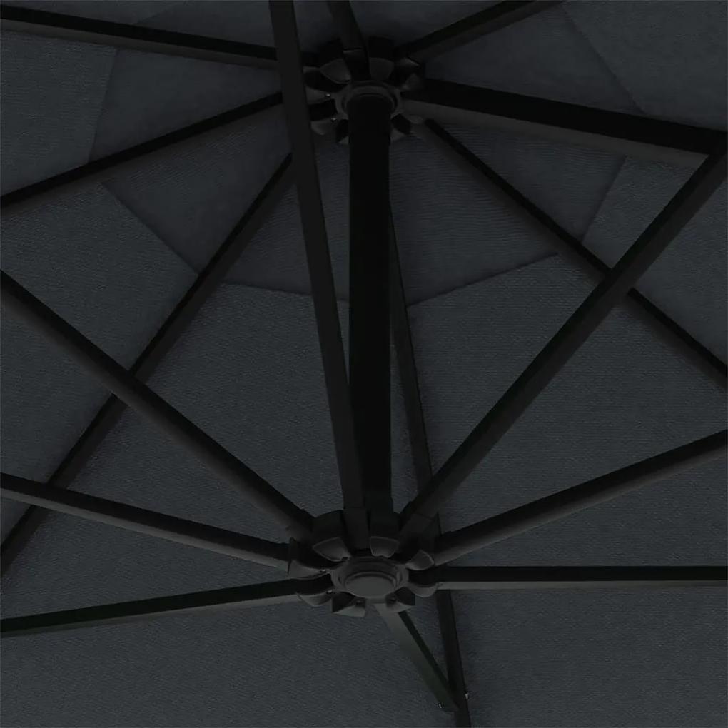 Ομπρέλα Τοίχου με LED Ανθρακί 300 εκ. με Μεταλλικό Ιστό - Ανθρακί