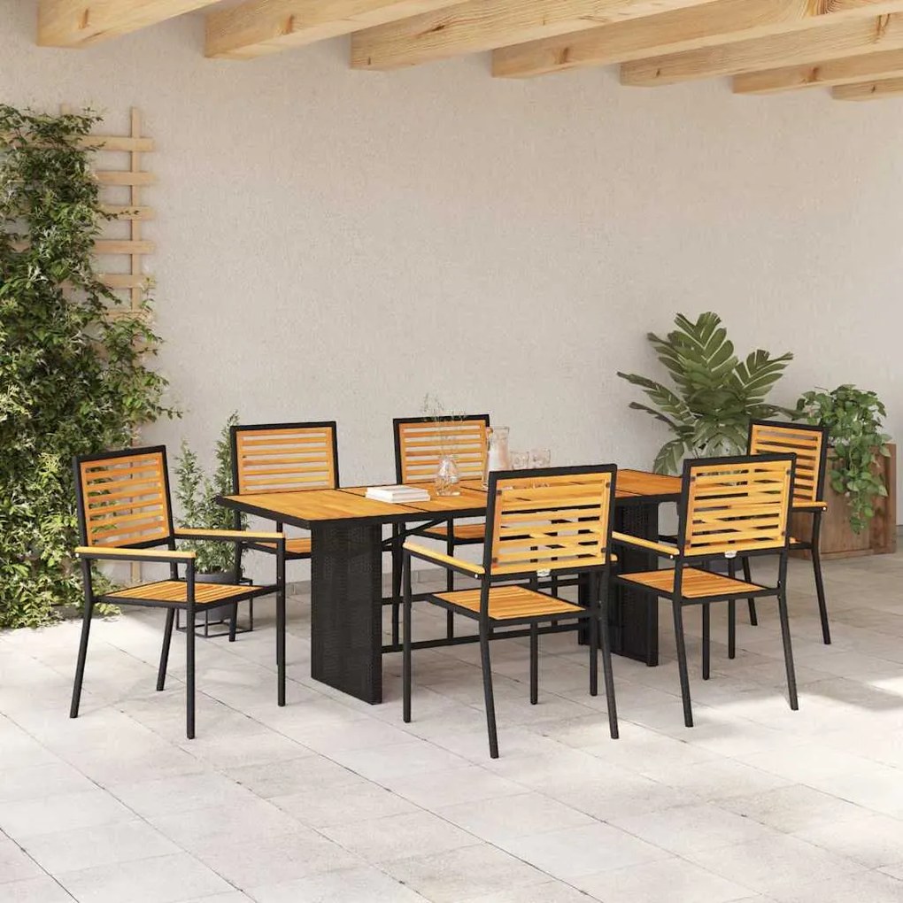 vidaXL Σέτ φαγητού για κήπο 5 pcs Μαύρο 190 x 80 x 75 εκ.