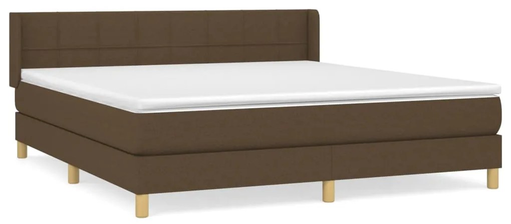 vidaXL Κρεβάτι Boxspring με Στρώμα Σκούρο Καφέ 160x200 εκ Υφασμάτινο