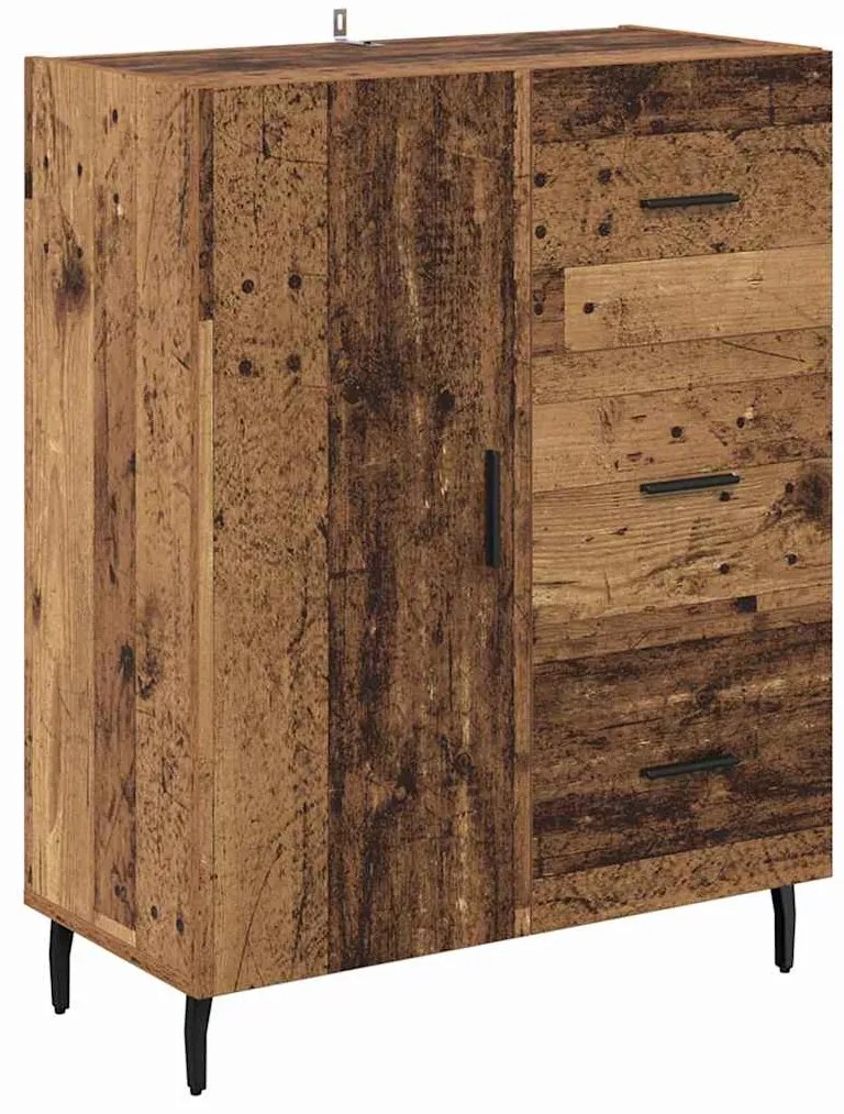 vidaXL Highboard με συρτάρι 2 pcs Παλιό Ξύλο Σύνθετο Ξύλο και Γυαλί